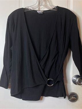 Fashion Bug Black Wrap O-Ring Top XL